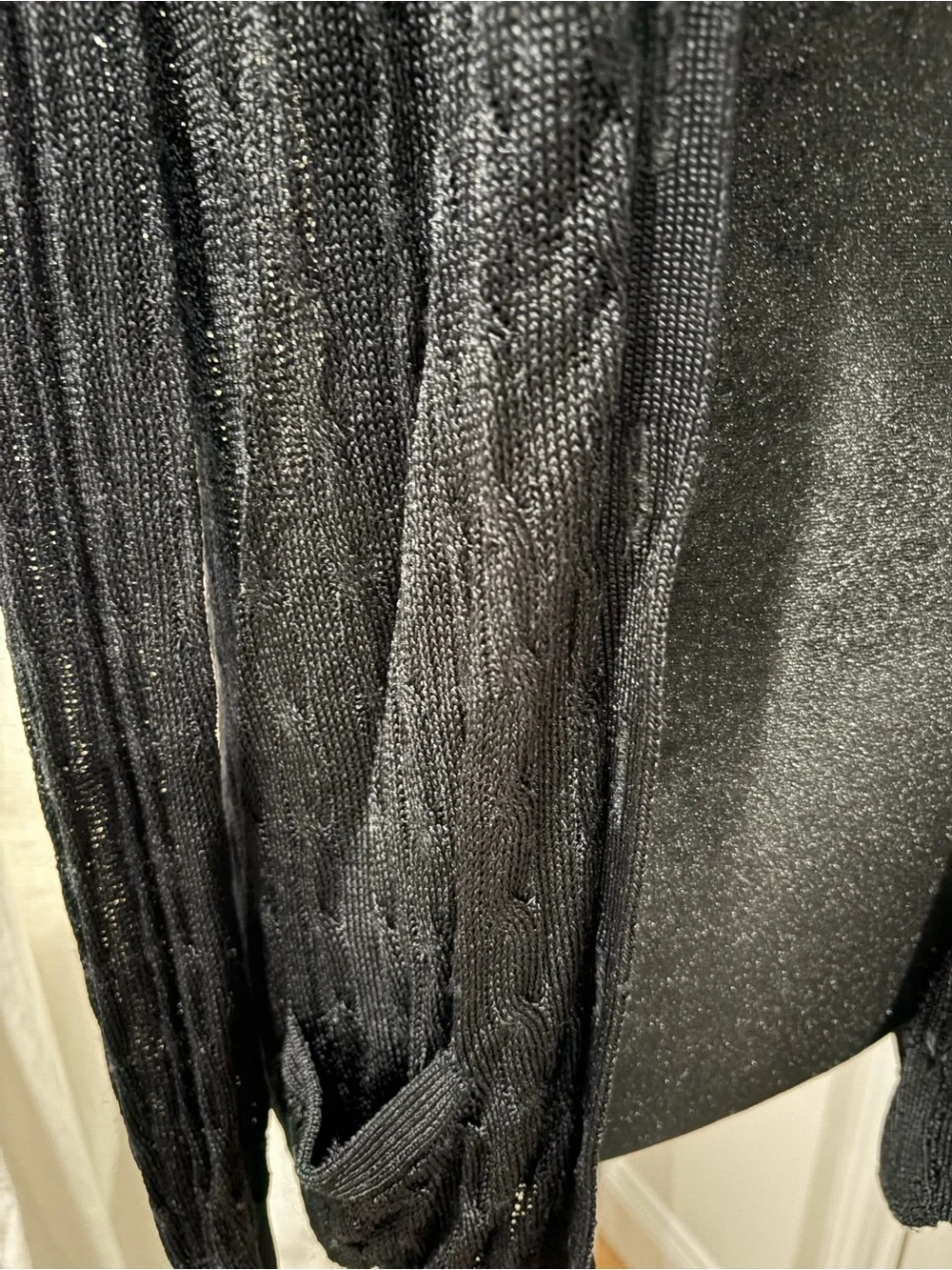 Polo by Ralph Lauren Black Open-Weave Button Cardigan